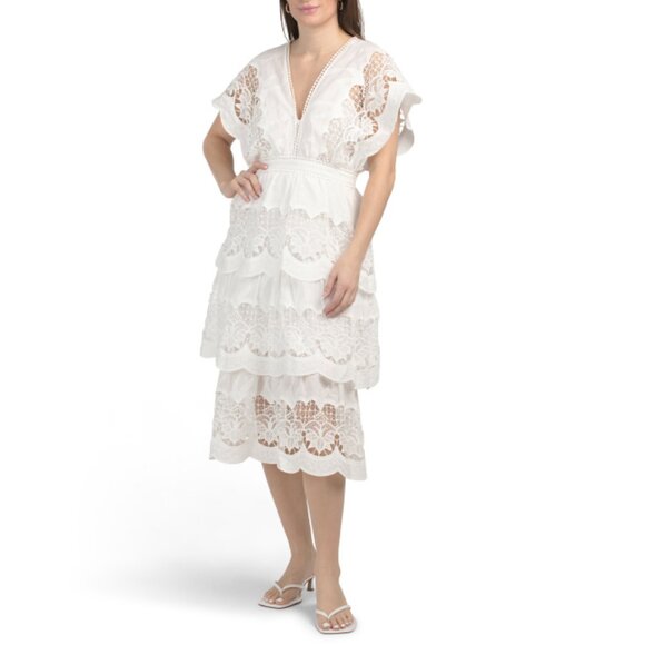 FARM RIO Off White Richelier Midi Dress - Picture 1 of 2
